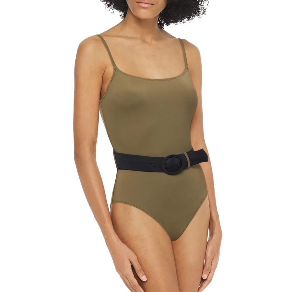 Solid & striped Nina belted one piece swimsuit